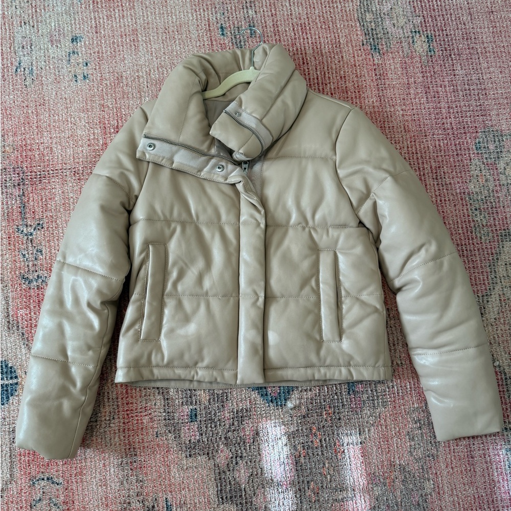 Abercrombie & Fitch faux leather puffer jacket